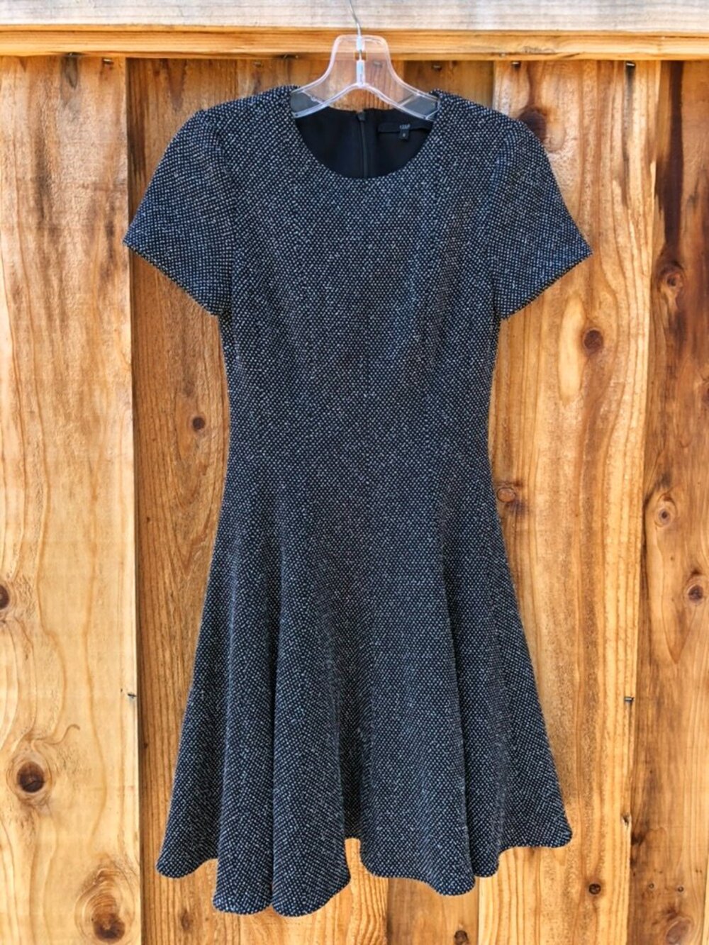 Tibi Black & White Textured Fit & Flare Dress Size 2